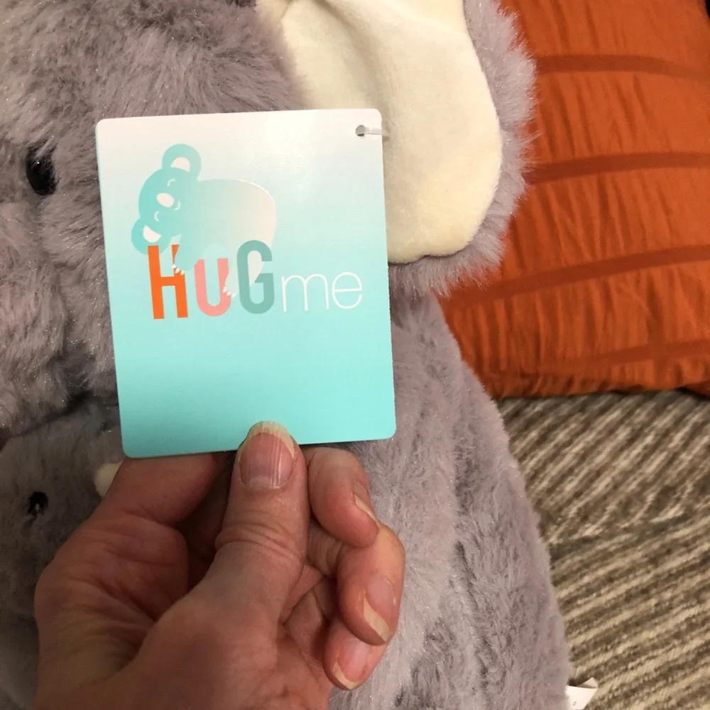 Grey plushie, stuffed animal, momma elephant holding baby. Hug me. New. 13.5” - Picture 6 of 11